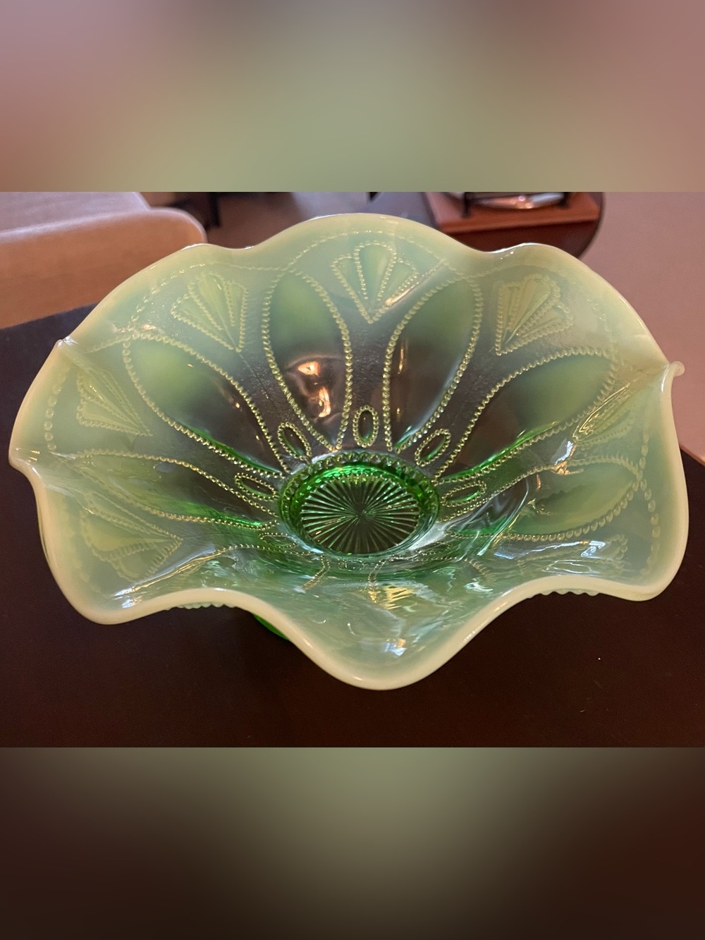 Green Opalescent Bowl -  Northwood